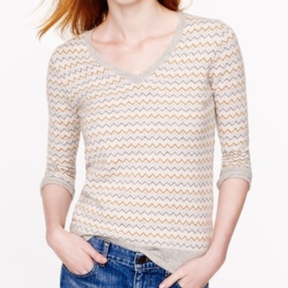 J. Crew Collection Chevron Cashmere Sweater
